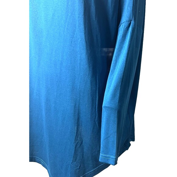 Umgee Top Asymmetrical Tunic Long Drop Sleeves Stretch Blue Streetwear NWT Large - Picture 2 of 3